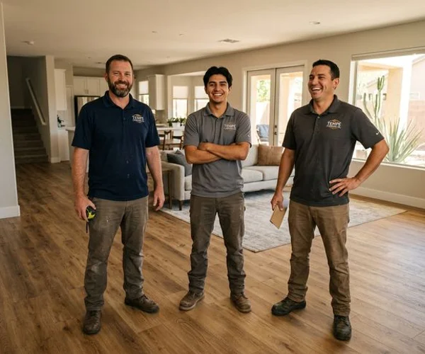 Zona Floors team at a completed project in an Arizona home