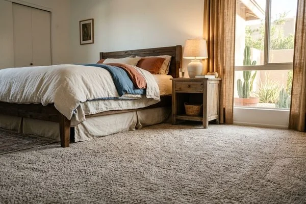 Carpet installation in bedroom
