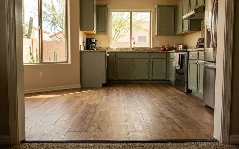 New waterproof LVP installed after water damage replacement