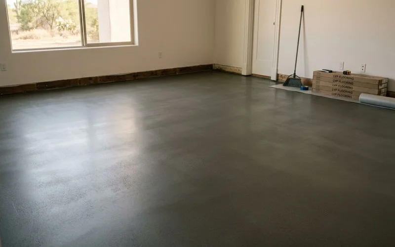 Smooth level subfloor after professional preparation ready for installation