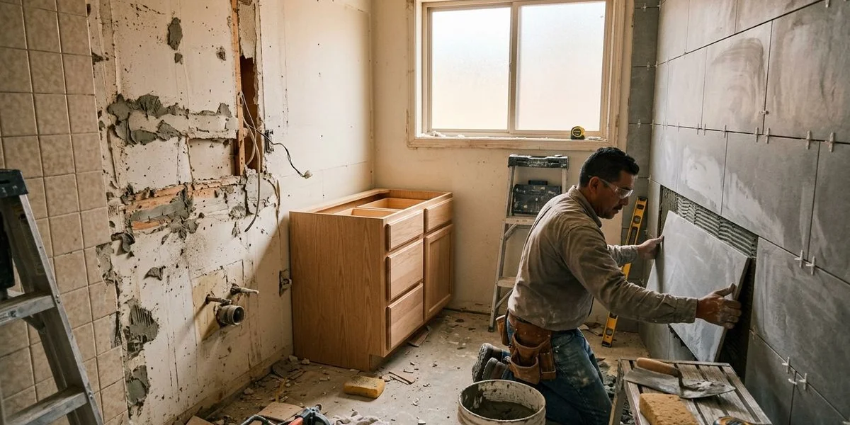 Outdated Bathroom Upgrade services by Zona Floors in Tempe, Arizona